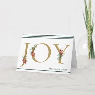 Botanical Adorned Joy Folded Photo Holiday Card