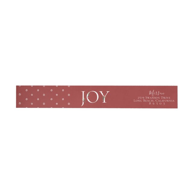 Botanical Adorned JOY Wraparound Address Label (Individual)