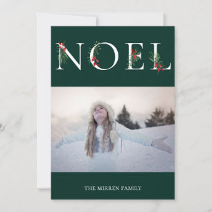 Botanical Adorned NOEL Flat Holiday Photo Card