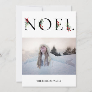 Botanical Adorned NOEL Flat Holiday Photo Card