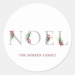 Botanical Adorned NOEL Personalized Sticker