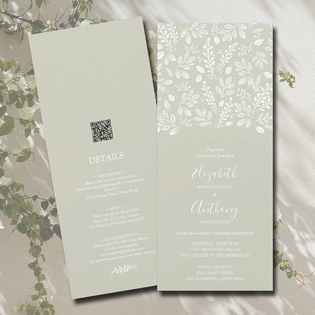 Botanical All In One Pale Green Wedding Invitation (Creator Uploaded)