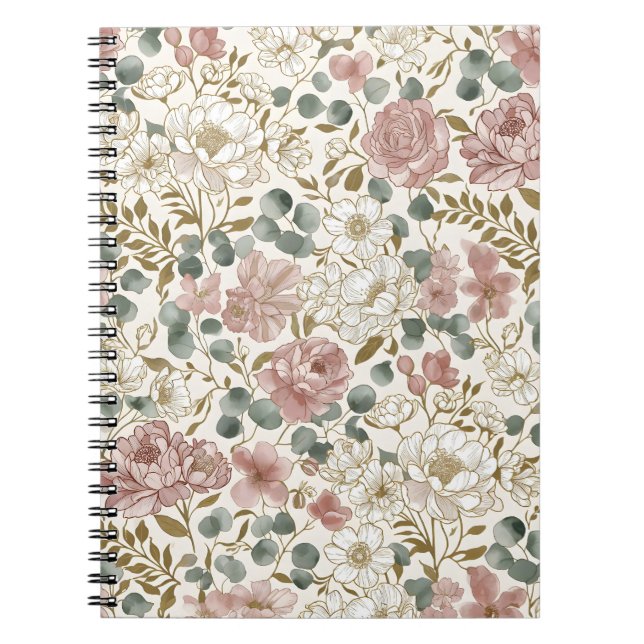 Botanical All-Over Pattern Spiral Photo Notebook (Front)