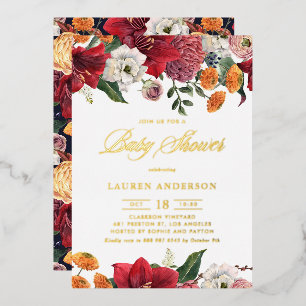Botanical Amaryllis and Mums Floral Baby Shower