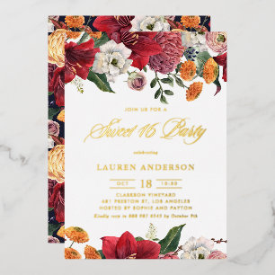 Botanical Amaryllis and Mums Floral Sweet 16 Party