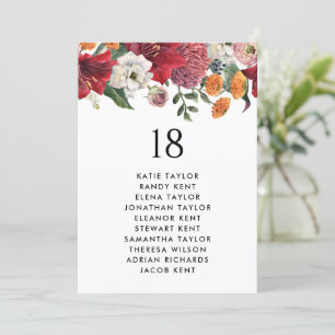 Botanical Amaryllis and Mums Wedding Table Seating