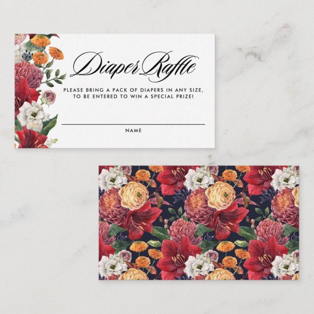 Botanical Amaryllis Baby Shower Diaper Raffle Enclosure Card (Front/Back)