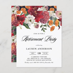 Botanical Amaryllis Retirement Party Invitation