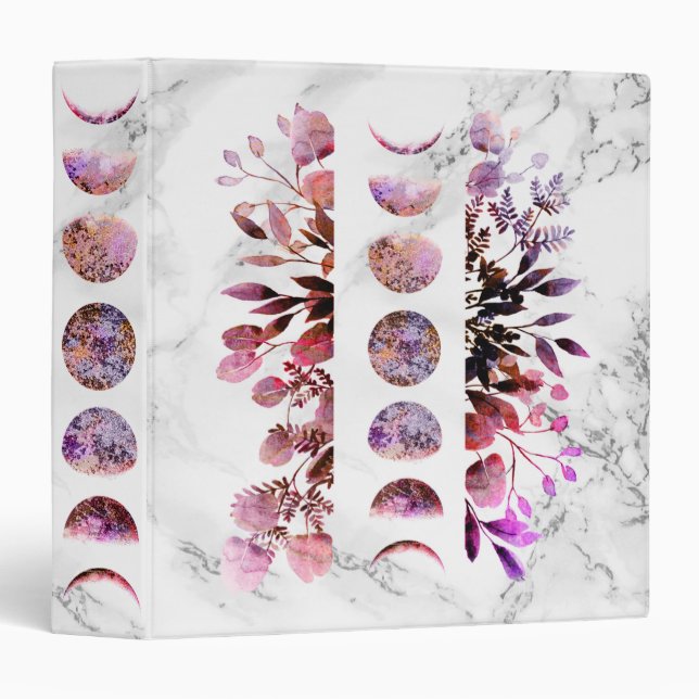 Botanical Amethyst Opal Moon Phases Binder (Front/Spine)