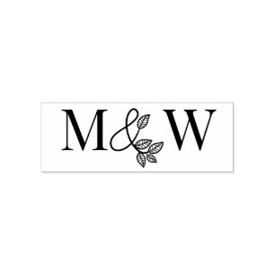 Botanical Ampersand #2 Couple Wedding 2 Initial Self-inking Stamp