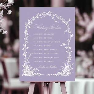 Botanical Arch Garden Lavender Wedding Timeline Poster