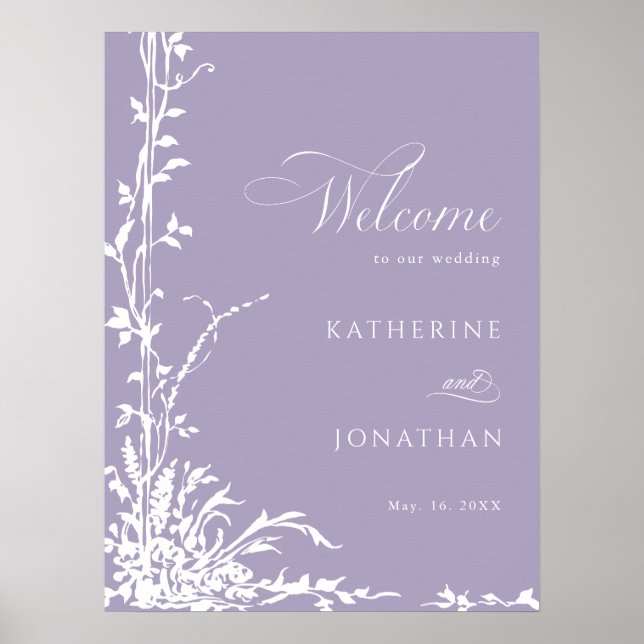 Botanical Arch Garden Lavender Wedding Welcome  Poster (Front)