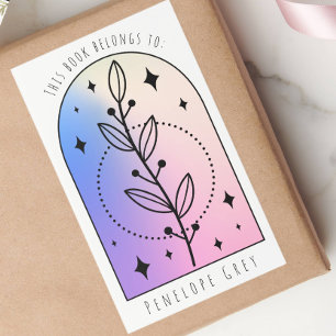 Botanical Arch Hologram Pastel Book Plate Sticker