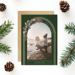 Botanical Arch Modern Photo Christmas Holiday Card<br><div class="desc">Modern photo Christmas card. Trendy rounded arch design features pale golden arch rainbow framing your photo. Accented with watercolor winter botanical foliage on a dark green background. Easy to customize with your text and photo</div>