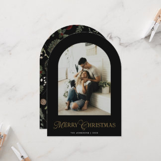Botanical Arch Photo Merry Christmas Holiday Card