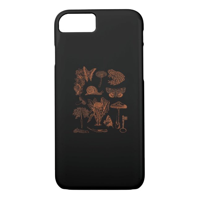 Botanical Art, Frog Fungi Goblincore Aesthetic Cot Case-Mate iPhone Case (Back)