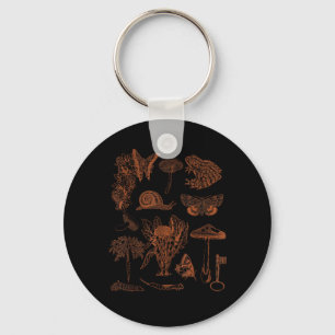 Botanical Art, Frog Fungi Goblincore Aesthetic Cot Keychain