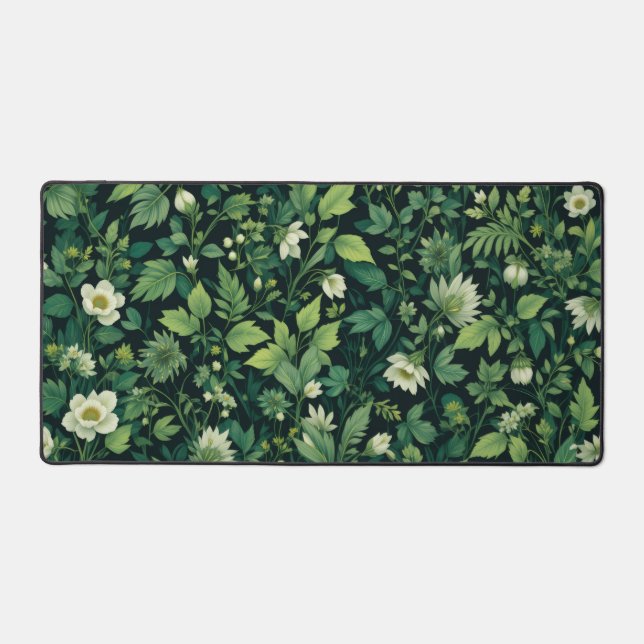 Botanical Art Nouveau Desk Mat - Sage Green Floral (Front)