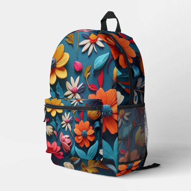 Botanical Art Printed Backpack (Back Corner Right)