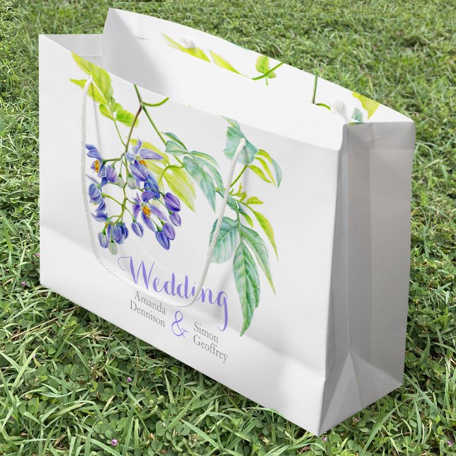 Botanical art purple wedding large gift bag (Creator Uploaded)