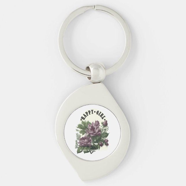 Botanical Art with Quote. Keychain (Front)