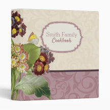 Botanical Auricula Recipe Keeper 3 Ring Binder