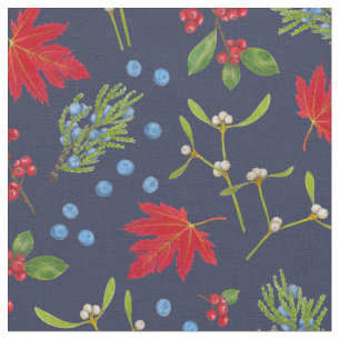 Botanical Autumn Plants Pattern Fabric