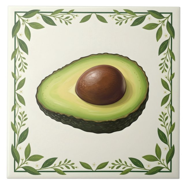 Botanical Avocado Tile (Front)