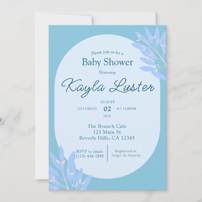 Botanical Baby Boy Shower Invitation (Front)