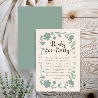 Botanical Baby Shower Book Request Card Sage