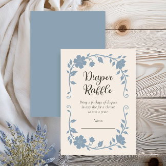 Botanical Baby Shower Diaper Raffle Blue Sage Enclosure Card