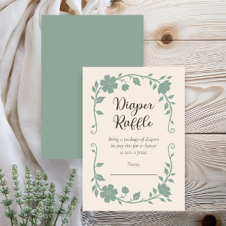 Botanical Baby Shower Diaper Raffle Sage Enclosure Card