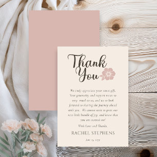 Botanical Baby Shower Thank You Card Blush Pink