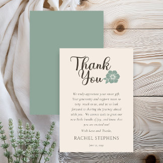 Botanical Baby Shower Thank You Card Sage