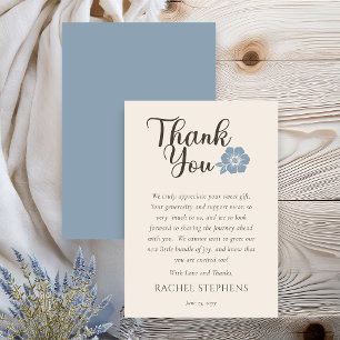 Botanical Baby Shower Thank You Card Sage Blue