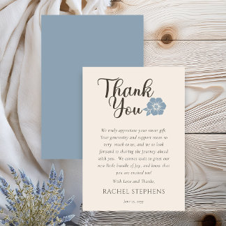 Botanical Baby Shower Thank You Card Sage Blue