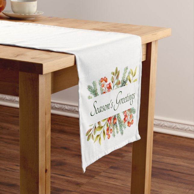 Botanical banner custom holiday  short table runne runner (In Situ)