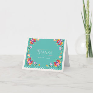 Botanical Banner Thanks Note Card - Turquoise