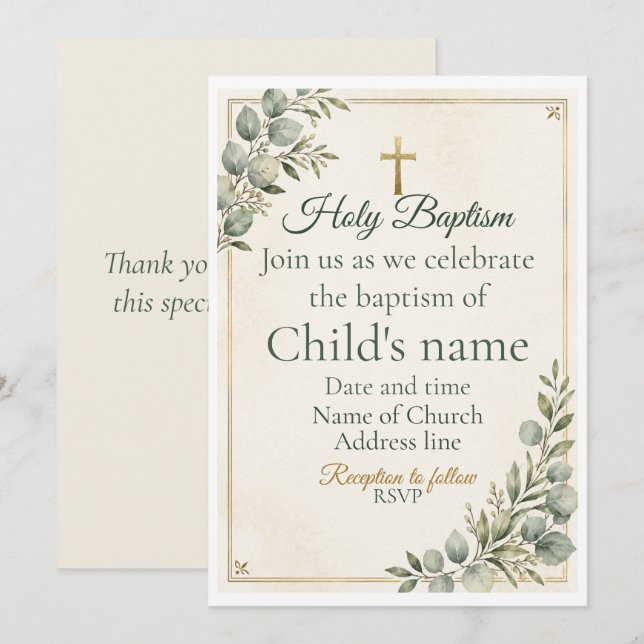 Botanical Baptism Invitation (Front/Back)