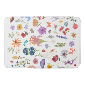Botanical Bath Mat with Lush Green Leaves