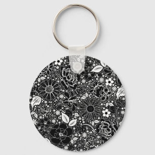 Botanical Beauties Black and White Keychain