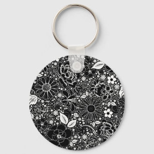 Botanical Beauties Black n White KEYCHAIN