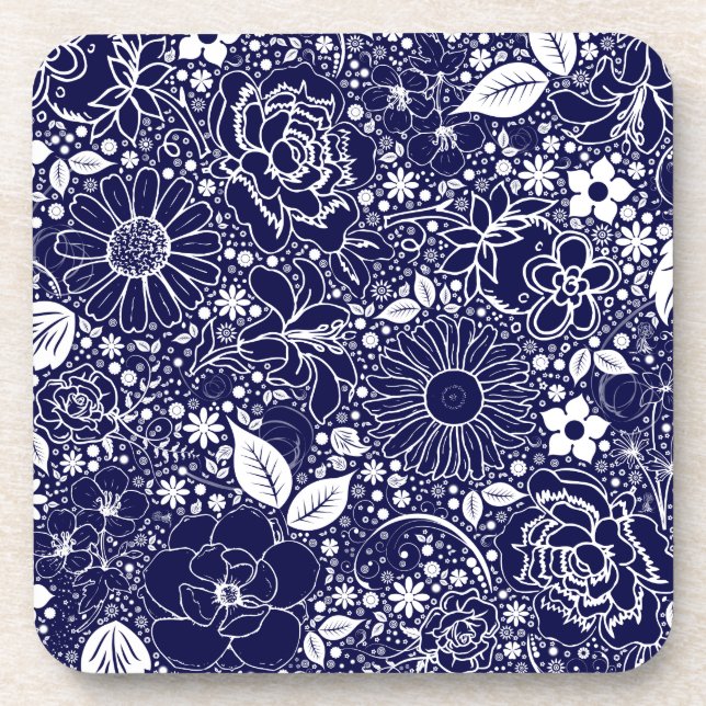 Botanical Beauties Blue Coaster (Front)