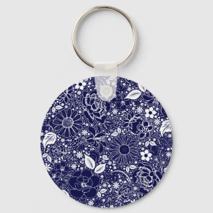 Botanical Beauties Blue Keychain