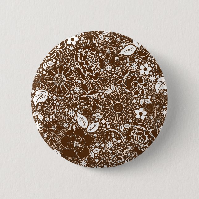 Botanical Beauties Brown 2 Inch Round Button (Front)