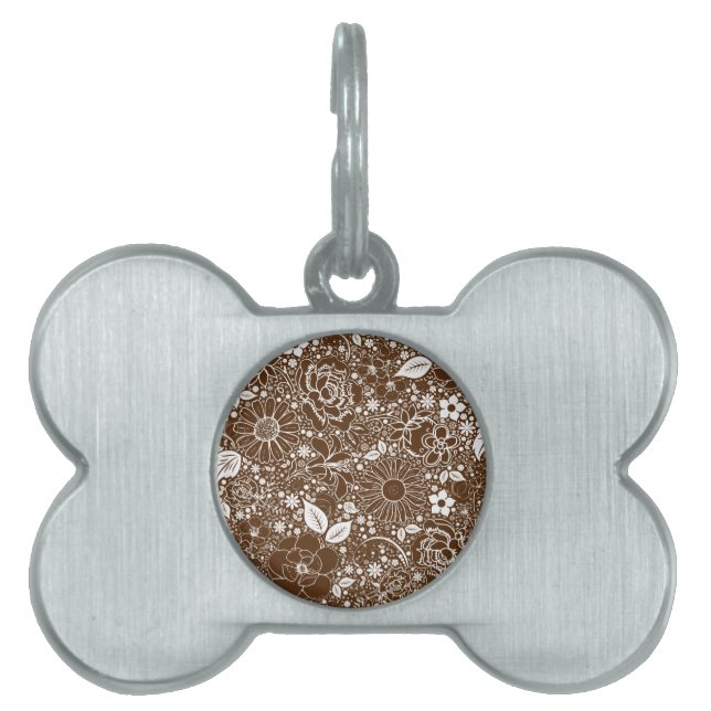 Botanical Beauties Brown Pet Name Tag (Front)