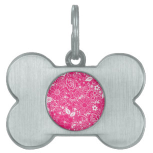 Botanical Beauties HOT PINK Pet Tag