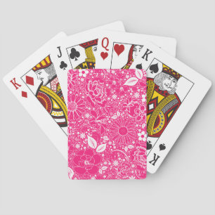 Botanical Beauties Hot Pink Playing Cards