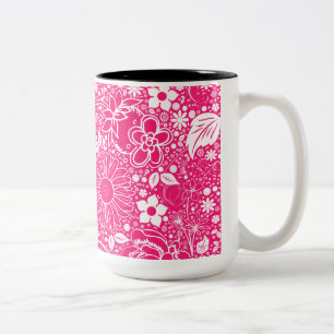 Botanical Beauties Hot Pink Two-Tone Coffee Mug