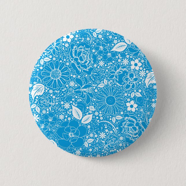 Botanical Beauties Light Blue 2 Inch Round Button (Front)